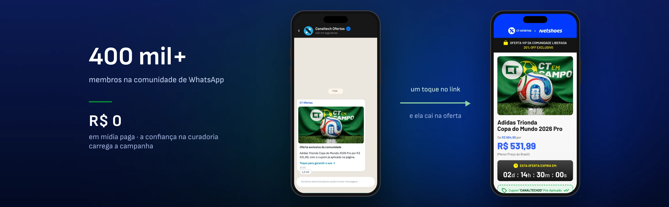 o ponto de entrada real · a comunidade no WhatsApp