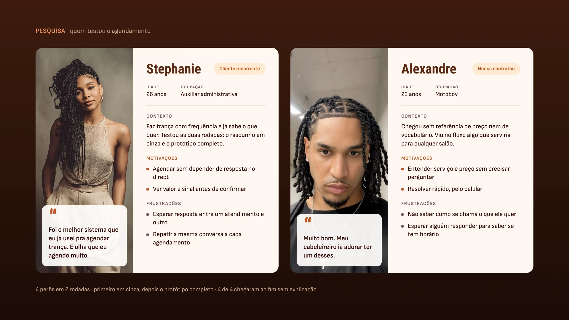personas · the returning client and the one who had never booked